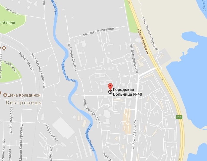 Городская больница № 40, Сестрорецк - схема проезда
