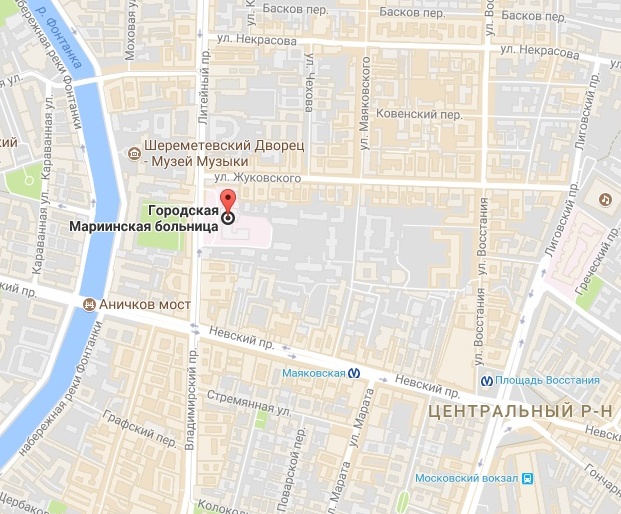 Мариинская больница в СПБ - схема проезда